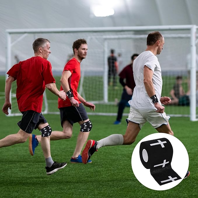 2Pcs Pre-Wrap Black Christian Athletic Wrist Tape 2 Inch Wide, Soccer Baseball Drip Wrist Tape Cross Socks Accessories Drip Youth, Sport Supplies for Football Sports Baseball Gymnastics Athlete Injury