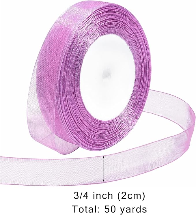Ribbon for Gift Wrapping 3/4 inch Lavender Sheer Organza Ribbon for Flower - Image 2