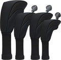 Golf Club Head Covers for Woods 3/4/5/6 Pieces Long Neck Mesh Sports Golf Club Headcovers Set with Interchangeable No. Tags 3 4 5 6 7 X Golf Accessories for Men Women