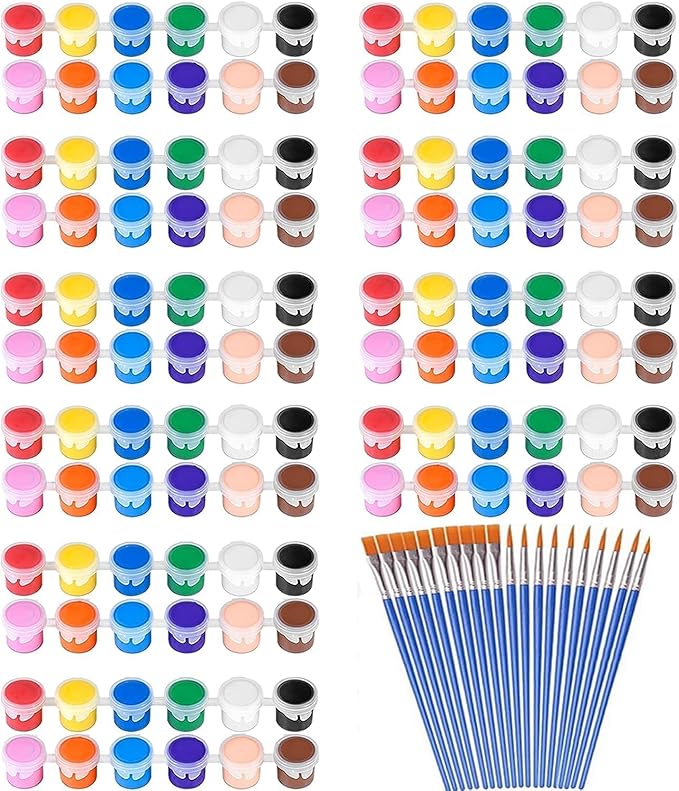 145 Pcs Mini Acrylic Paint Set for Kids, 12 Colors Washable Acrylic Paint Strip by DUA+MAIGA