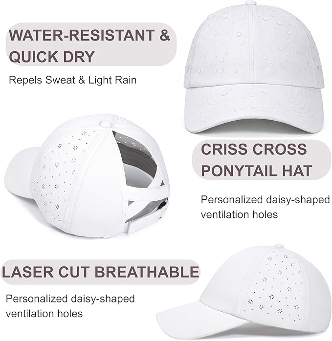 ZTL Women's High Ponytail Baseball Cap Performance Running Hat Quick Dry Mesh Sports Cap Unstructured Dad Trucker Hats
