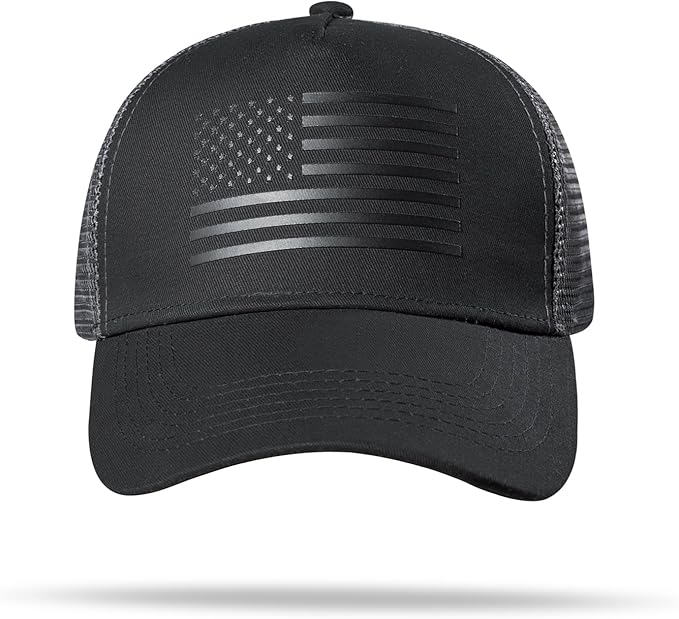 American Flag Trucker Hat - Snapback Hat, Baseball Cap for Men Women - Breathable Mesh Side, Adjustable Fit - for Casual Wear