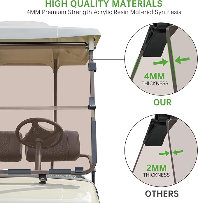 10L0L Golf Cart Windshield for Yamaha G22 (2003-2006) Models Gas or Electric Golf Cart (Clear/Tinted)