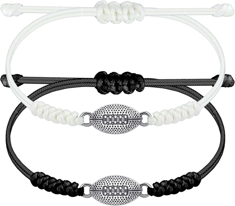 SmileBelle 2 PCS Sport Bracelets, Graduation Bracelets Volleyball Soccer Gifts Baseball Basketball Bracelet Football Jewelry for Son Daughter Fans as Sport Accessories Jewelry
