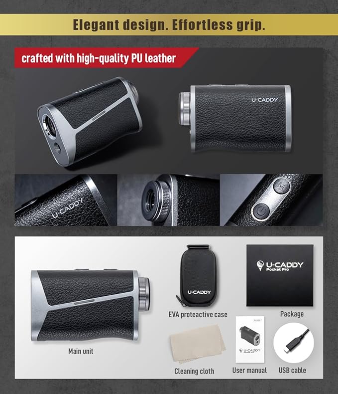 【Co-Developed with one of Japan’s Largest Golf Channels UUUM Golf】 U-CADDY Laser Golf Rangefinder, Pin Lock Vibration, 6.5X Magnification, Slope Switch, Compact Fast Finder