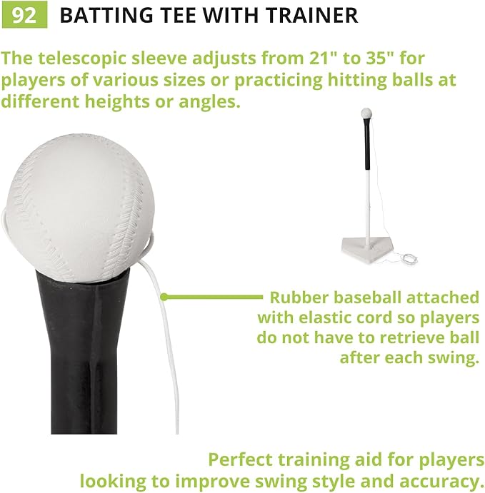 Champion Sports Deluxe Batting Tee – Adjustable Rubber Baseball & Softball Tee on Home Plate, Multiple Styles
