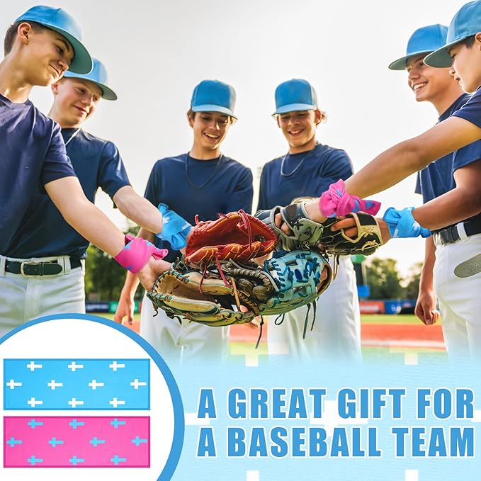 Tegeme 6 Pcs Cross Baseball Towels Cross Sports Pocket Towels 5 x 15 Inch Microfiber Sweat Sport Rags Absorbent Wipes for Players Coaches Blue Pink Set Training Workout Games Gift