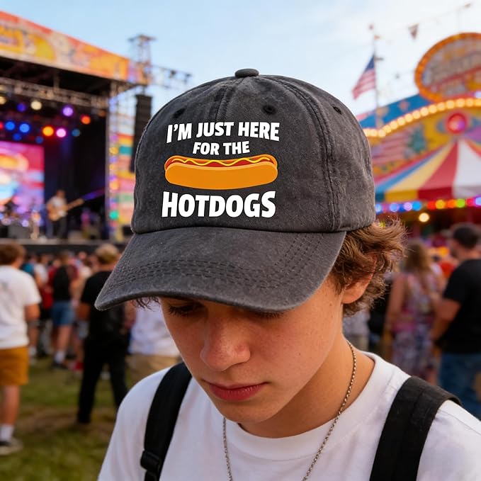 I'm JUST HERE for The Hotdogs Hats for Men Baseball Caps Trendy Washed Workout Hats Light Weight