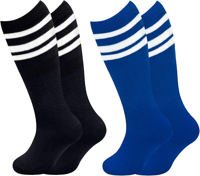 Sarfel Kids Soccer Socks Toddler Soccer Socks Girls Boys Soccer Socks Kids Tube Socks with Stripes Toddler Knee High Socks