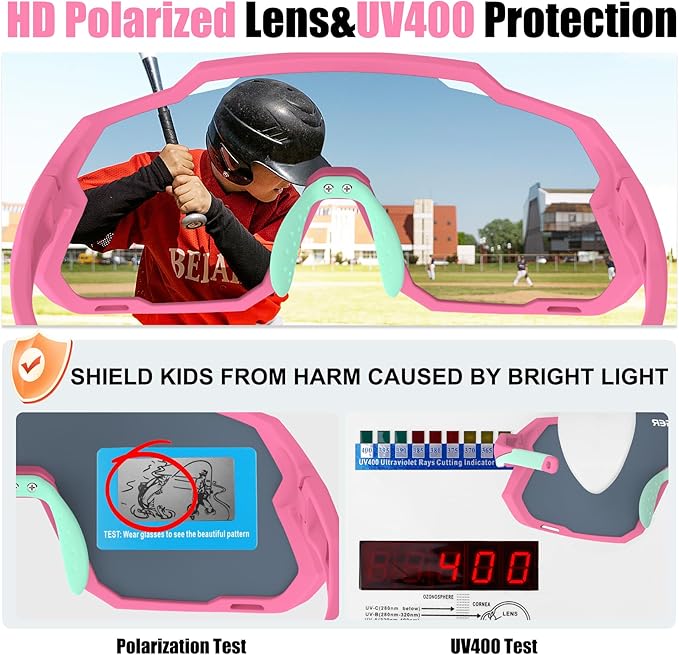 X-TIGER Kids Sunglasses Polarized Youth Baseball Sunglasses for 8-14 boys girls UV400 Sports Softball Cycling Glasses