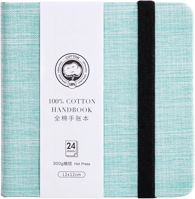Lightwish Square Watercolor Journal, 100% Cotton, 300gsm/140lb, 24 Sheets Hot by LightwishArtSupplies