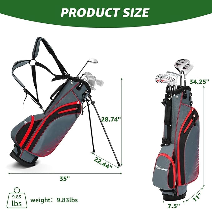 XDriveMax 8-Piece Right Hand Complete Golf Club Set for Men & Women: Wood, Hybrid, Irons, Putter & Bag - Beginner Friendly, High Distance & Accuracy