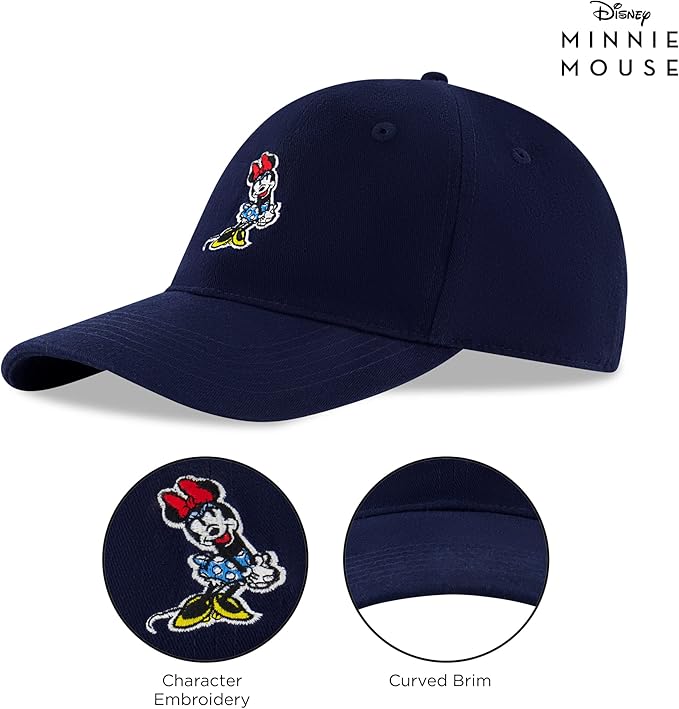 Disney Women's Baseball Cap, Minnie Mouse Adjustable Hat for Adult