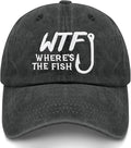 WTF Where's The Fish caps Funny Vintage Cotton Washed Baseball Caps Adjustable Low Profile Dad Hat
