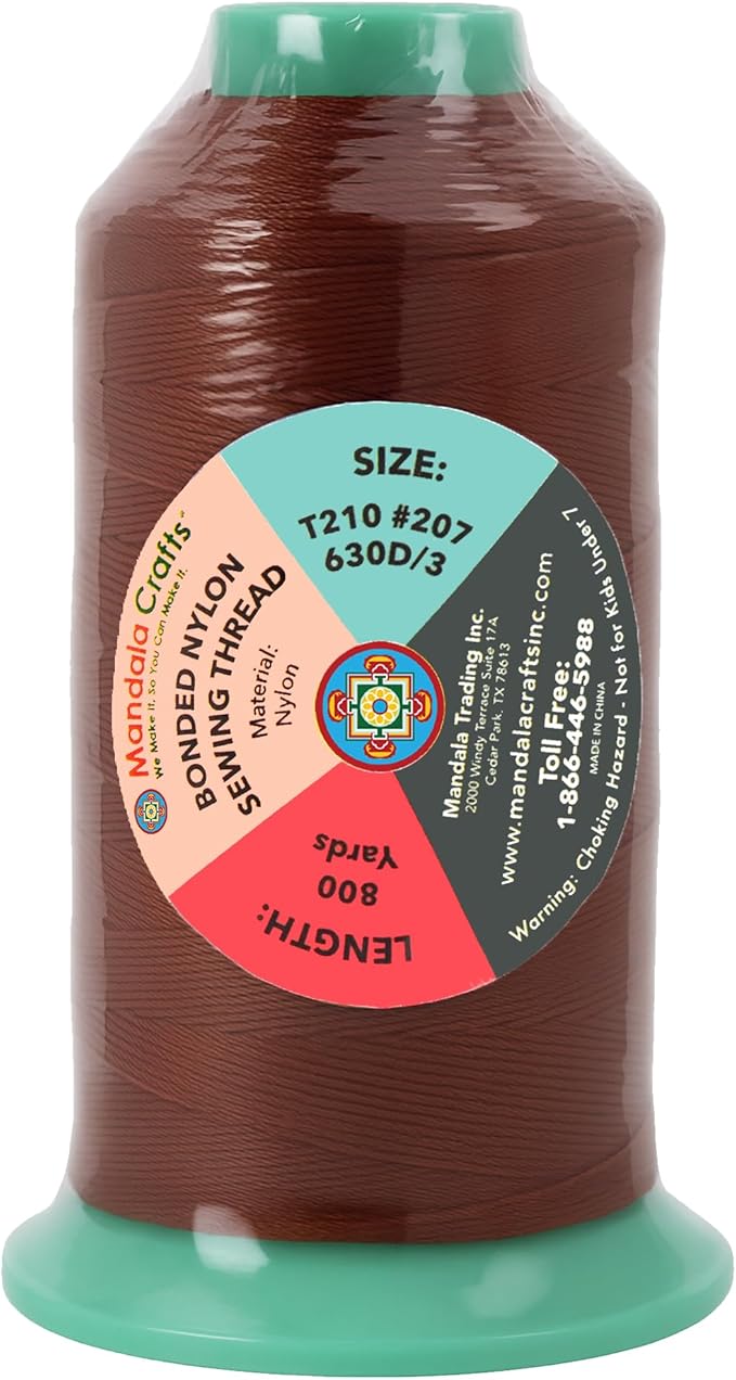 Mandala Crafts Size 207 630D T210 Bonded Nylon Thread Copper Brown Heavy Duty - Image 3