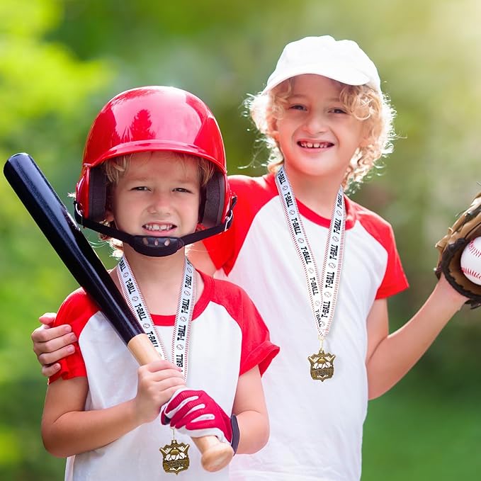 Ecation Medals with Neck Ribbons Soccer Awards Medals Baseball Team Awards Softball T-Ball Flag Football Trophy for Kids Sports Competitions Celebration Gift