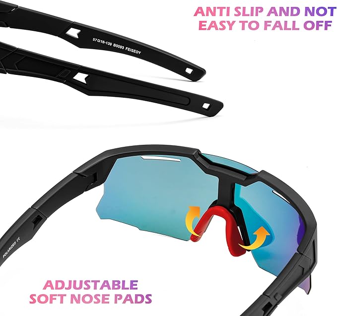 FEISEDY Kids Sunglasses Youth Baseball Sun Glasses, UV400 Sports Teens Cycling Shades for Boys Girls Age 8-16 B0048