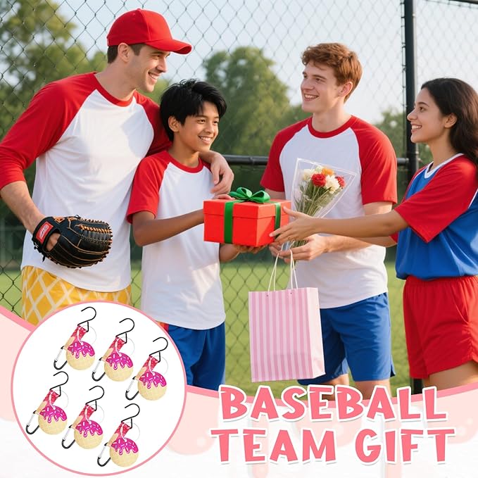 Eyourlife Dugout Organizer Fence Hooks Baseball Softball Gift for Bag Backpack Glove Helmet Drinking Bottle Hanging with Name Luggage Tag Charm Team Gift for Coach Mom 6set pink ice cream drip 1 hook