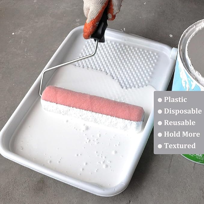 11-Pack 9 inch Disposable Plastic Paint Roller Tray -Come Up - Image 6