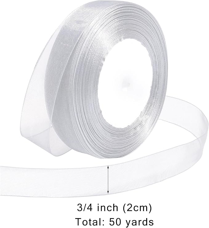 Ribbon for Gift Wrapping 3/4 inch Dusty Blue Sheer Organza Ribbon for Flower - Image 2