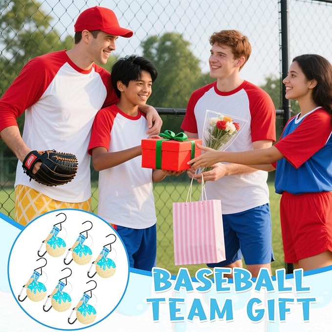 Eyourlife Dugout Organizer Fence Hook Baseball Softball Gift for Bag Backpack Glove Helmet Drinking Bottle Hanging with Name Luggage Tag Charms Team Gift for Coach Mom 6set Blue ice Cream drip 1 Hook