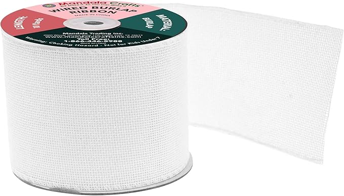 Mandala Crafts White Burlap Wired Ribbon 3 Inches Wide Jute Ribbons - Image 2