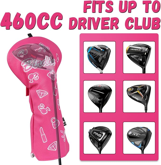 Craftsman Golf Lipstick Diamond Handbag Bow Pink 460 CC Golf Driver Headcover Mallet Blade Putter Covers Gift for Women