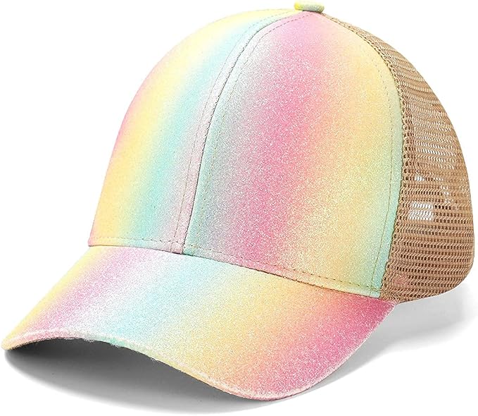 Criss Cross Hat Washed Distressed Baseball Cap Ponytail Hat High Messy Bun Ponycap for Women