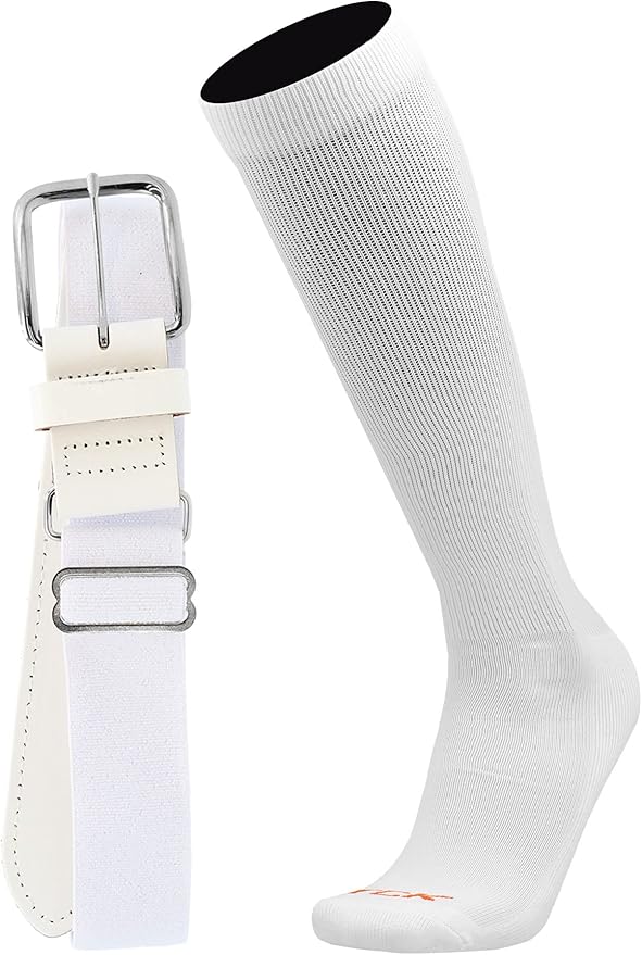 MadSportsStuff Softball or Baseball Socks and Belt Combo - Youth and Adult Sizes Boys and Girls Men and Women