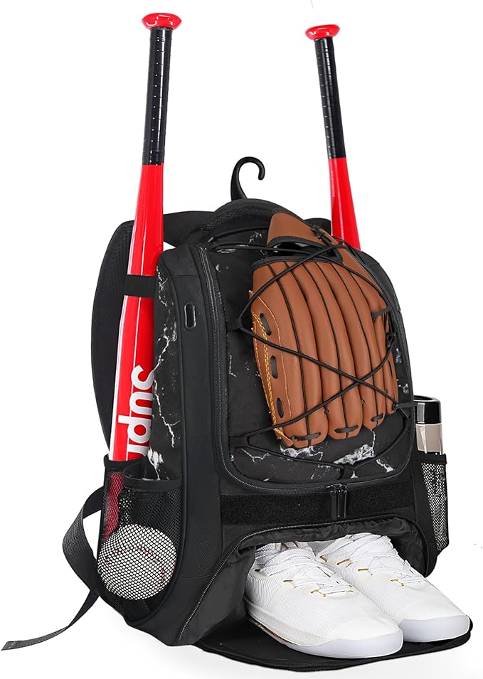 Goloni | Baseball Backpack,Baseball Bag for Adult,Softball Bat Bag with Shoes Compartment,Large Main Compartment for Helmet & accessories, Fence Hook