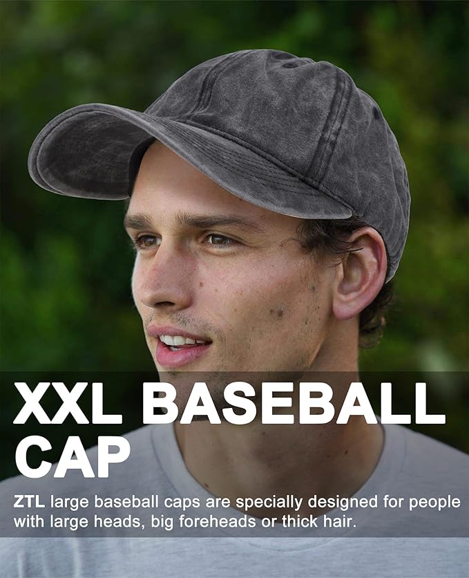 Oversize XXL Baseball Cap for Big Heads 23.6"-25.6", Extra Large Cotton Baseball Hat, Plus Size Unstructured Dad Hats