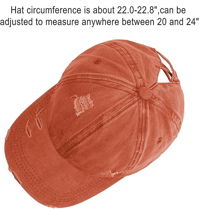 Womens Criss Cross Ponytail Baseball Cap Distressed Ponytail Hat High Messy Bun Trucker Ponycap for Outdoor Sports