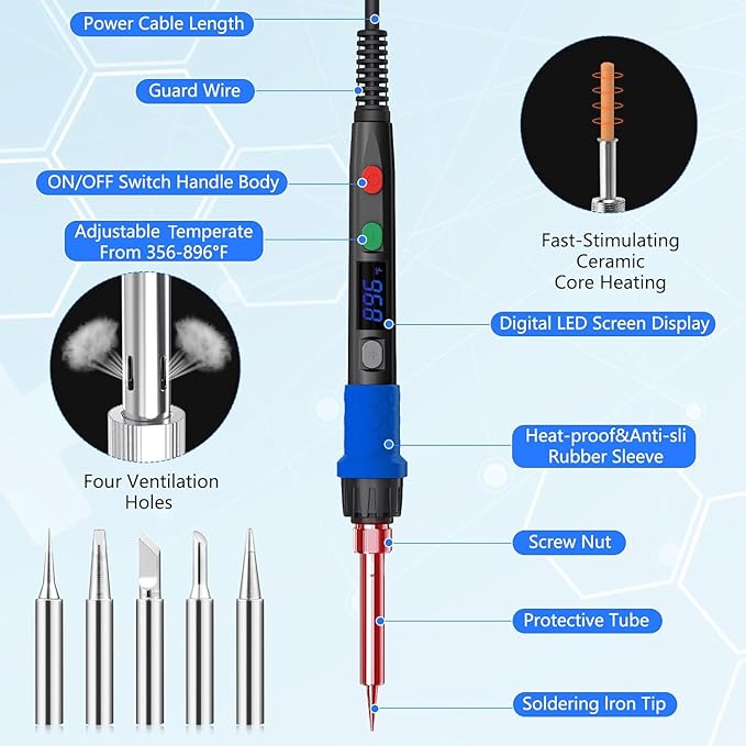 Soldering Iron Kit, 90W LED Digital Soldering Gun kit - Image 2