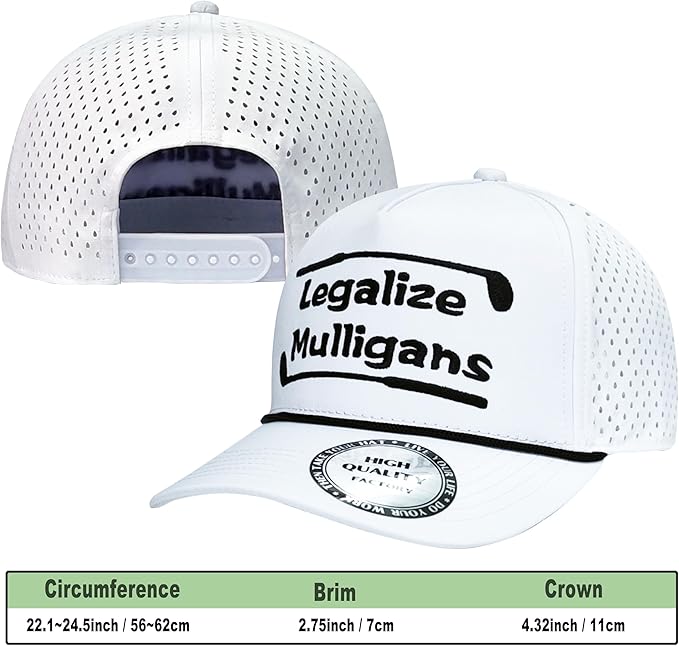 Funny Golf Hats Funny Golf Gifts for Men,Golf Rope Hat for Men,Legalize Mulligans - Black/White