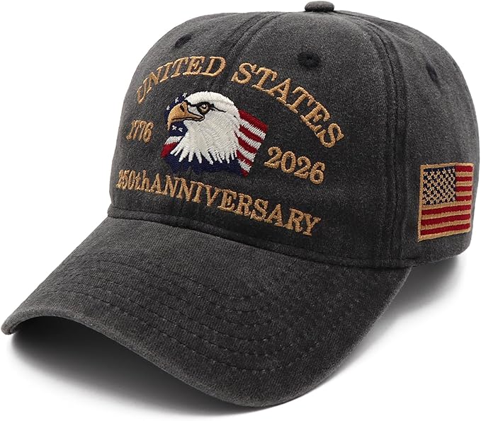 250 Anniversary USA Hat 250th Anniversary USA Baseball Cap | Eagle Embroidered Patriotic Hat for Men & Women