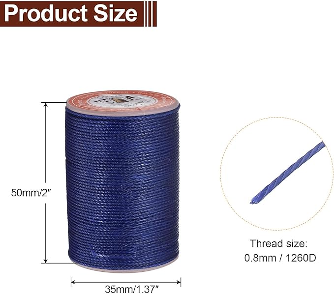 uxcell Round Leather Sewing Waxed Thread, 55m / 60 Yards Polyester Wax String - Image 2