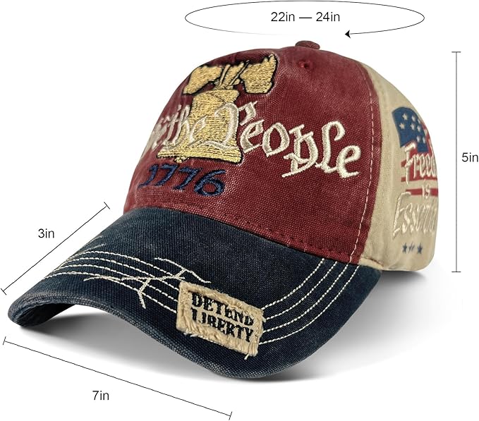 250 Years American Revolution Anniversary Cap, Adjustable Machine Embroidered Canvas Baseball Cap，Perfect for Independence Day & Patriotic Events