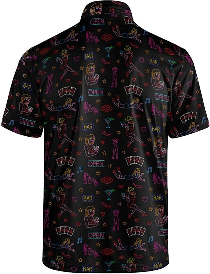Golf Polo Shirts for Men Funny Print Short Sleeve Golf Shirts Performance Golf Polos