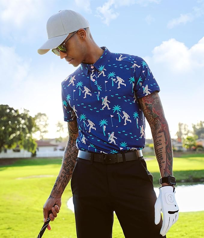 Tipsy Elves Men's Performance Golf Shirt - 4-Way Stretch, Quick Dry, Athletic Cut - Golf Polo