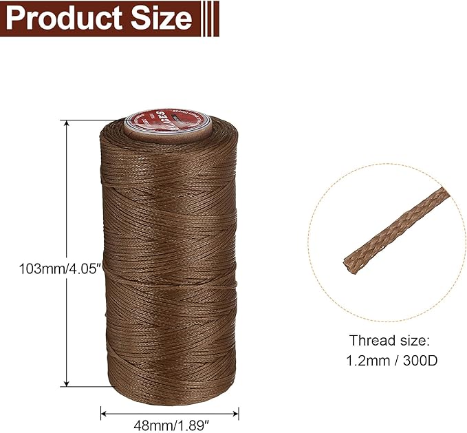 uxcell Flat Leather Sewing Waxed Thread, 140m / 153 Yards Polyester Wax String - Image 2