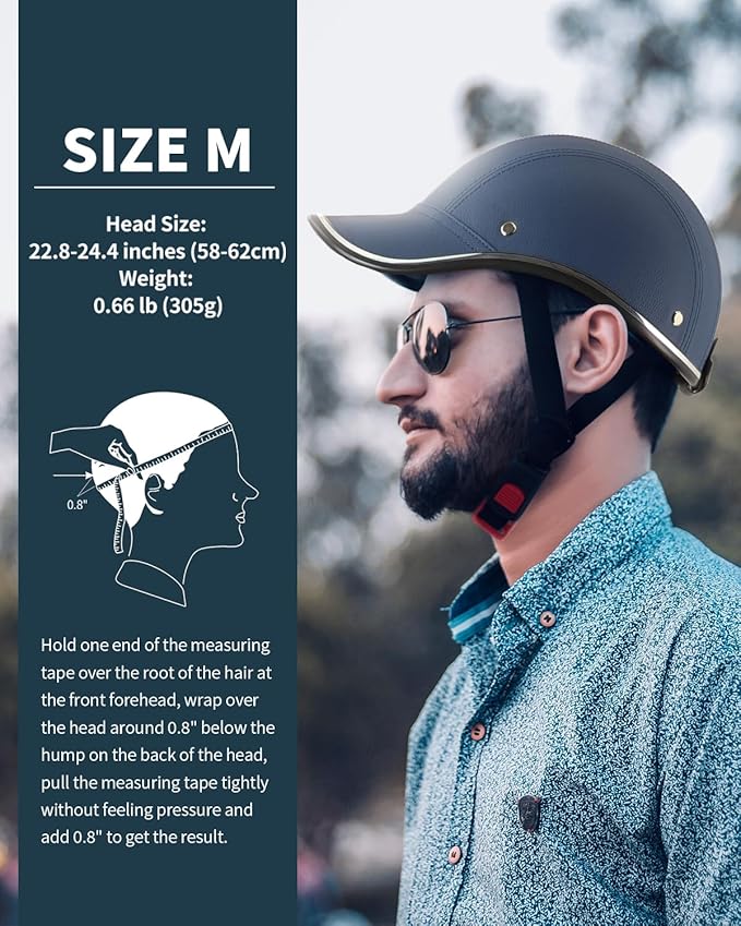 Adult Baseball Cap Helmet - Urban Style for Golf, Low Profile Urban Commute PU Retro Leather Hat for Men & Women