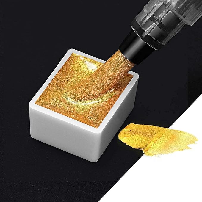 Emooqi Watercolor Paints Set, Metallic Glitter Watercolour Solid Paint Include - Image 2