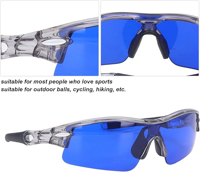 Golf Ball Finder Glasses, Polarized Blue Lens UV Proof Sun Protection Grass Filter with Glasses Cloth and Storage Bag, Ball Finding Filtering Sunglasses for Golfers(Grey)