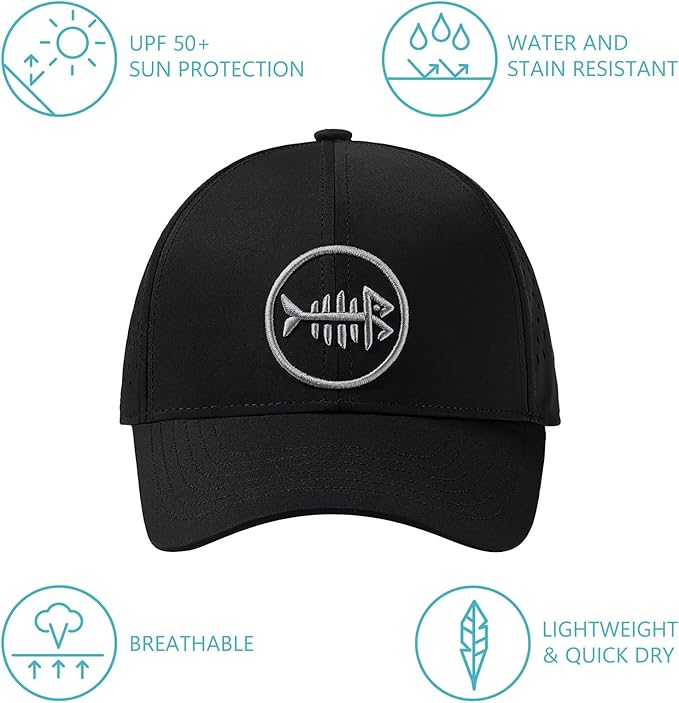 BASSDASH UPF 50+ Quick Dry Baseball Cap Water Resistant Laser Cut Mesh Snapback Hat for Men Women Fishing Hiking FH14