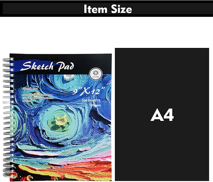 conda 9"x12" Sketch Book, 100 Sheets, Spiral Bound Artist Sketch Pad, Durable - Image 4
