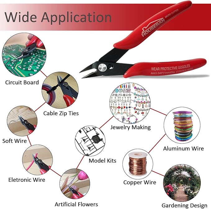 Small Wire Cutters, 5 PACK, 5 Inch Micro 170 Flush Cutter, HOUSERAN Wire - Image 4