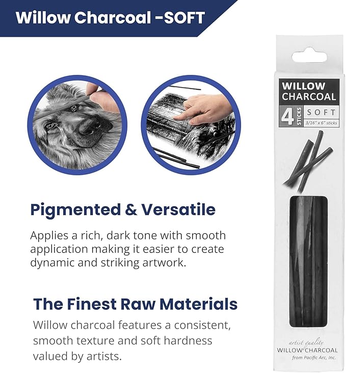 Pacific Arc Large Willow Charcoal Stick 4/Pkg, Willow Charcoal - Image 3