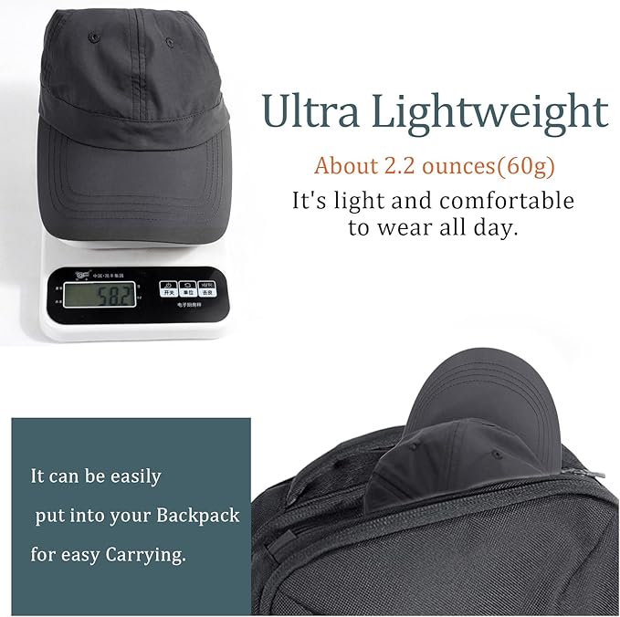 Mens Water-Resistant Baseball Cap Womens Rain Hat Foldable Outdoor Running Sun Fishing hat