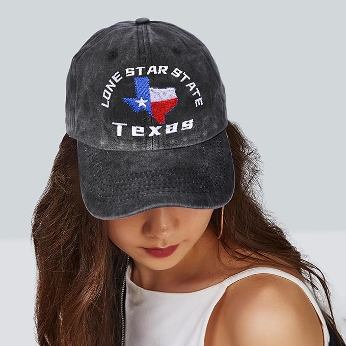 Embroidered Baseball Cap for Women Men Vintage Adjustable Washed Distressed Denim Baseball Hat