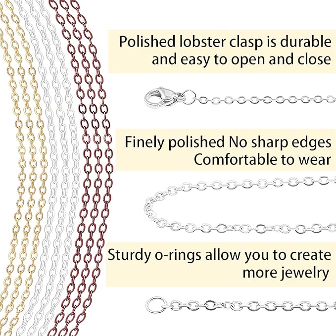 Jishi 30ft Jewelry Making Chains Bulk 2mm Necklace Chains - Image 3